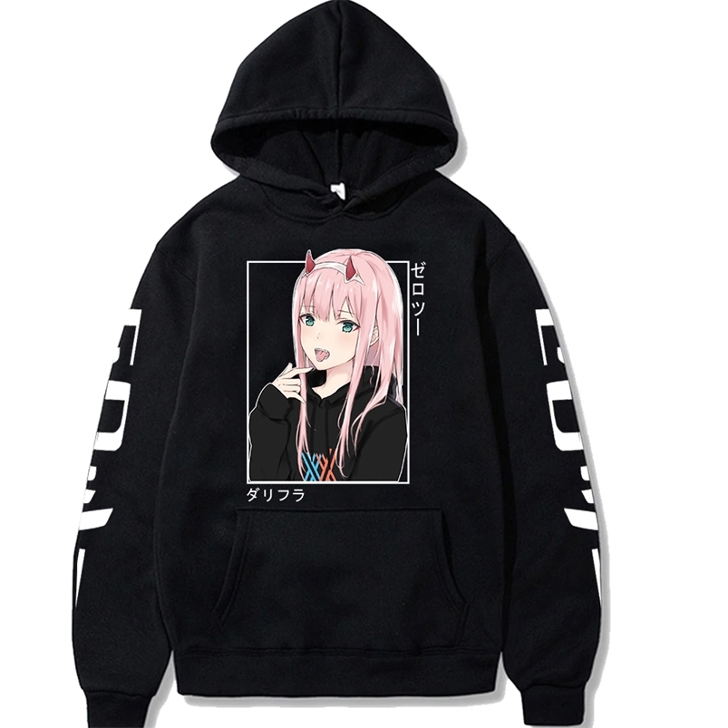 

Anime Darling In The Franxx Zero Two Hoodies Harajuku Casual Streetwear Graphic Sweatshirts Unisex Hoodies 220811, Black