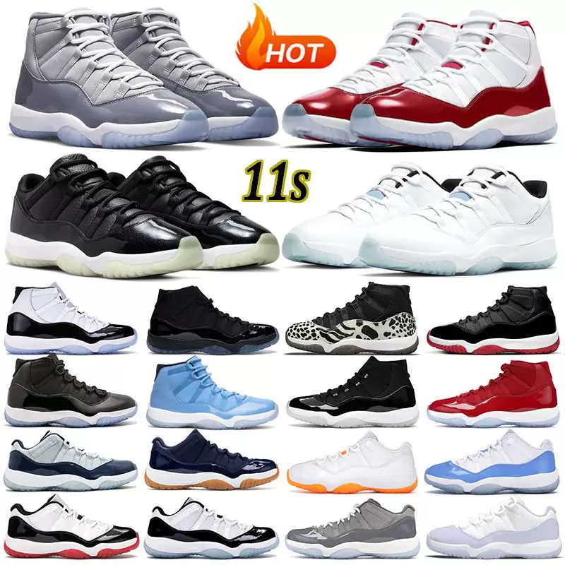 

11 11s Basketball Shoes Man Woman Men's Sneakers Space Jam Cap and Gown High Concord Platinum Tint Barons Legend Blue 25th Anniversary Low White Bred Men women Trainers
