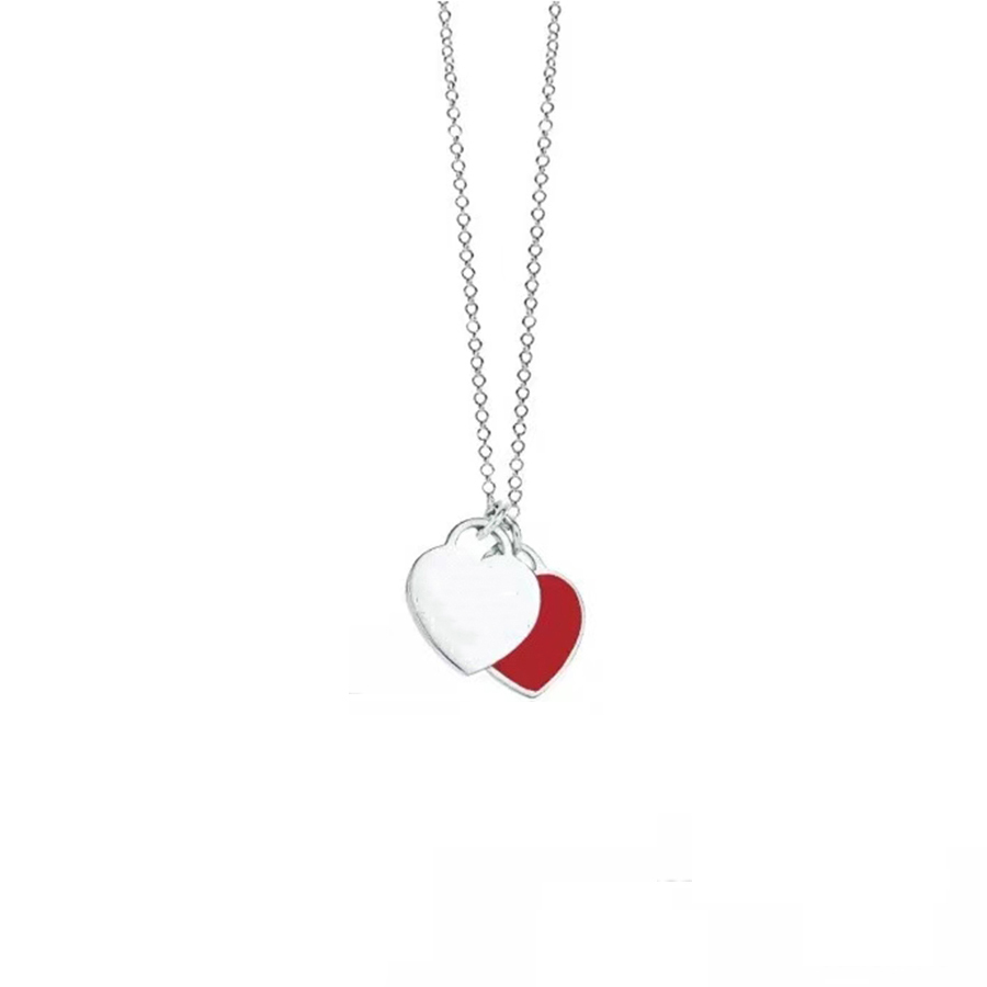 Mode bijoux de luxe coeur colliers concepteurs pour femmes ensembles à la mode acier au titane à la mode bleu rouge rose pendentif cadeau de mari