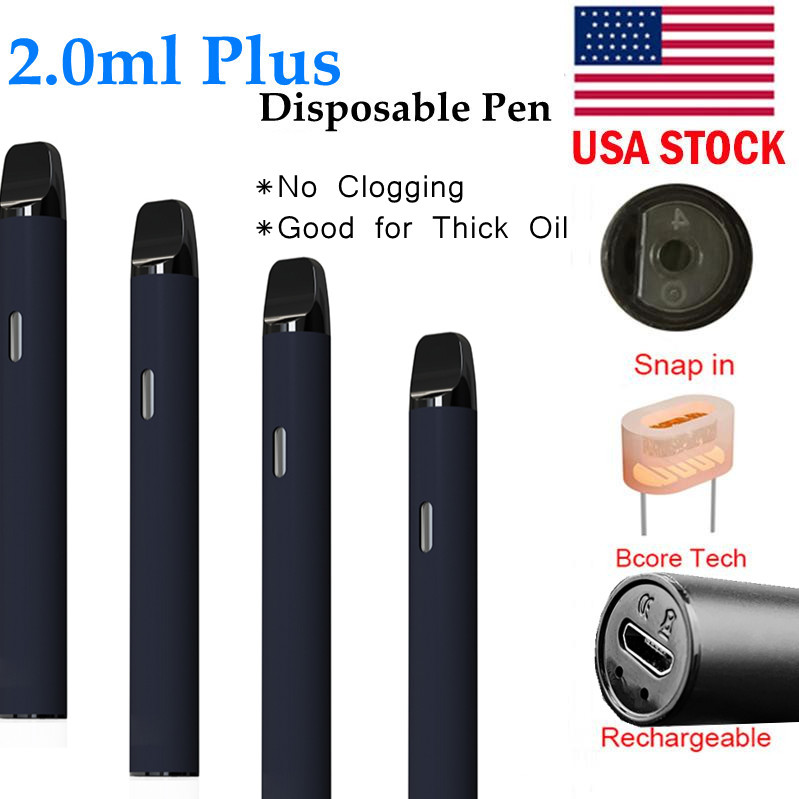 

2ml Disposable Vape Pens USA STOCK E-cigarettes Empty Thick Oil Device Rechargeable Battery Embedment Heating Pure Taste Visual Tank for D8 D9 D10 Starter Kits D11