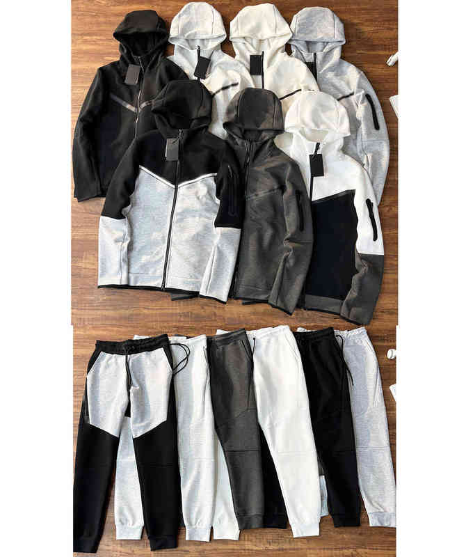 

mens tech 2022ss fleece tracksuits long sleeve women pant hoodies sportwear sweatshirts cardigan zipper hooded windproof laminated tracksuit T220809, Black white jacket