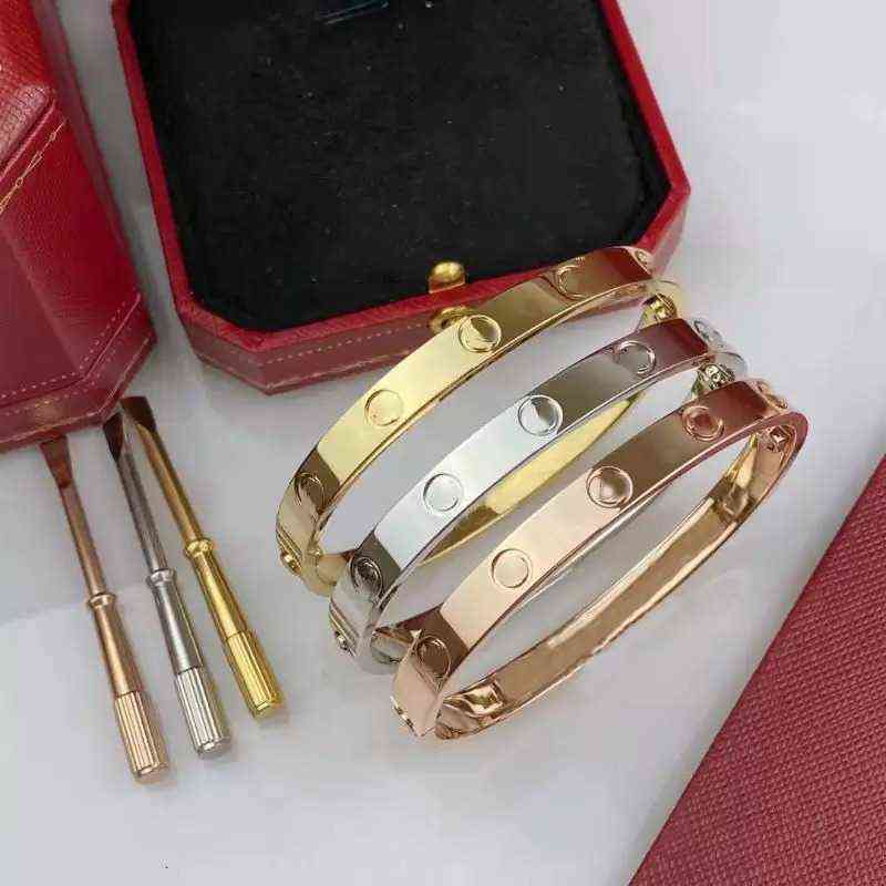 

High end luxury screwdriver love bracelet Fashion unisex cuff bracelet 316L stainless steel plated 18K gold jewelrym cuff bracelets couple