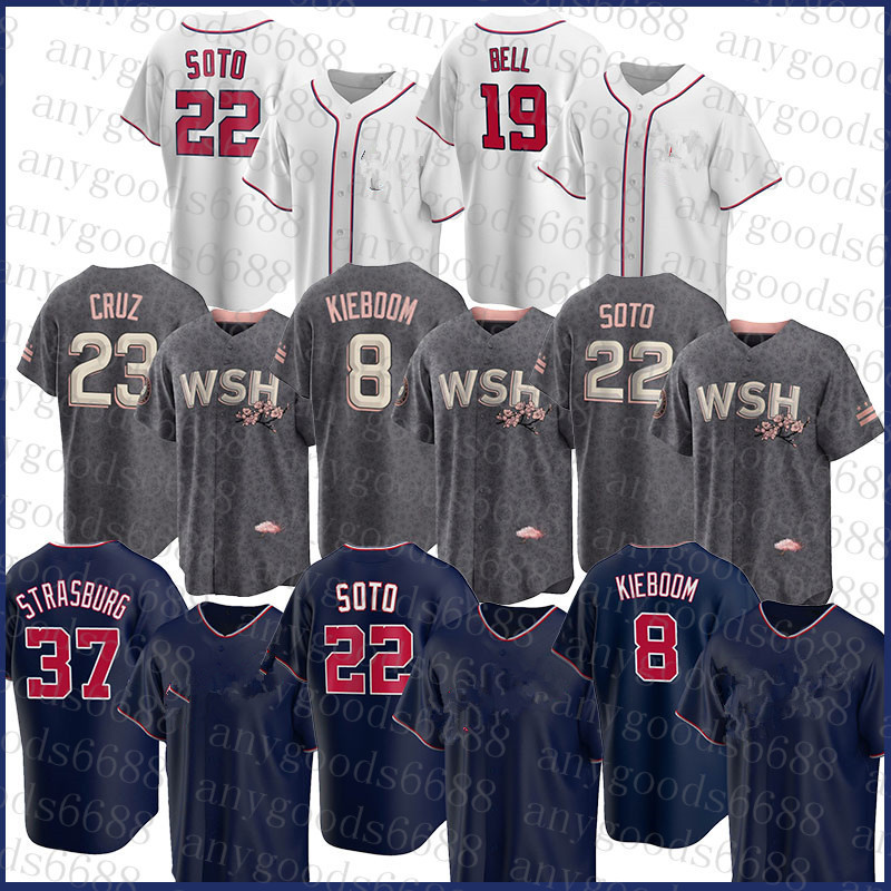 

Jersey 2022 Cherry Blossom City Connect Baseball Jersey National 22 Juan Soto 8 Carter Kieboom 23 Nelson Cruz 19 Josh Bell 20 Keibert Ruiz 28 Lane, 2022 mens(guomin