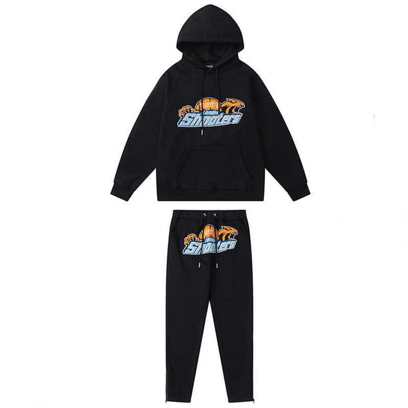 

Trapstar Ensemble Brod sweatshirts Pour Hommes Et Femmes Sweat Capuche Pantalon Tenue De Sport Dcontracte Survtement Jogging 2 Pices, Black