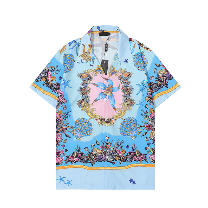 

2022 Mens Designers T Shirt Man Womens Polo Webbing Lapel starfish print Short Sleeves Summer Shirts Men Loose Tees Siez M-3XL, Blue