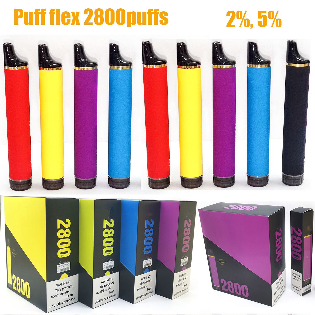 

10pcs Puff Flex Disposable Pod E Cigarettes Device 2800 Puffs Prefilled Cartridge Vape Pen VS Bang Esco Ultra 2% 5%