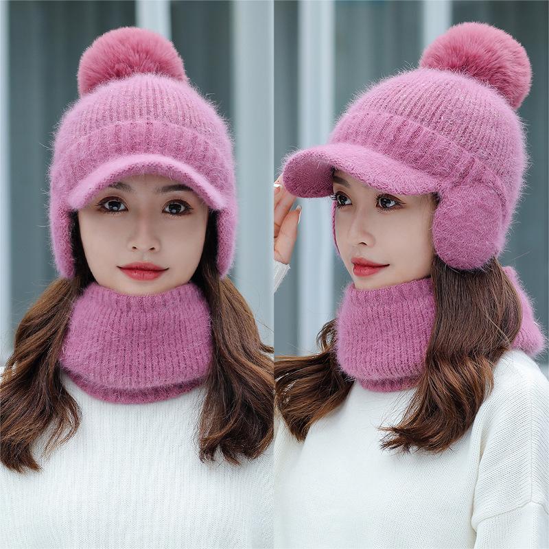 

Ball Caps Fur Baseball Cap Hat Women Autumn And Winter Woolen Ear Protection Small Hooded To Keep Warm BibBall BallBall