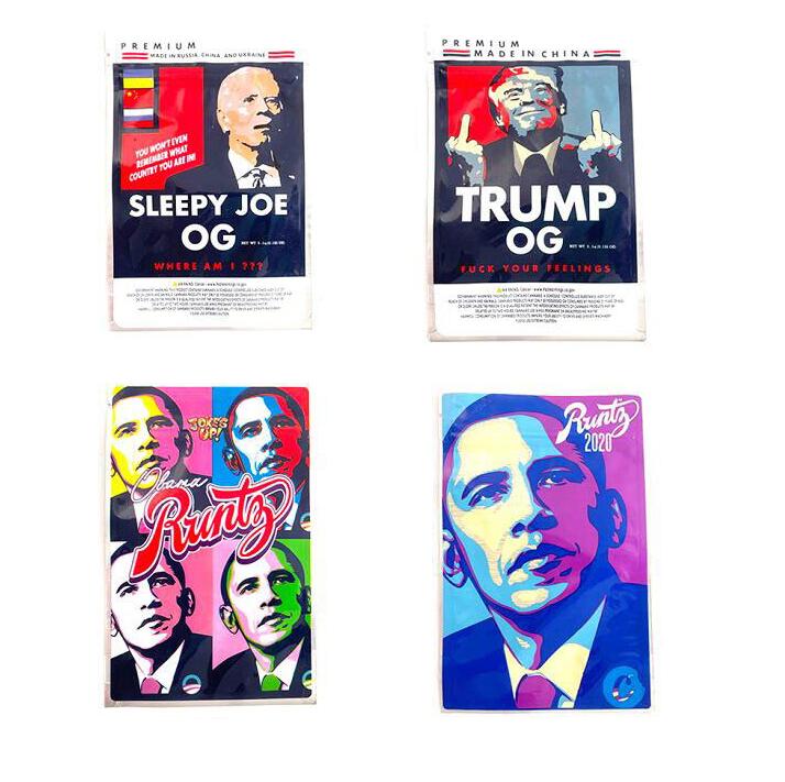 

TRUMP OG Bag SLEEPY Pouch 3 5g mylar bag Zipper Bags Sides Sealed Flat 420 packing edibles
