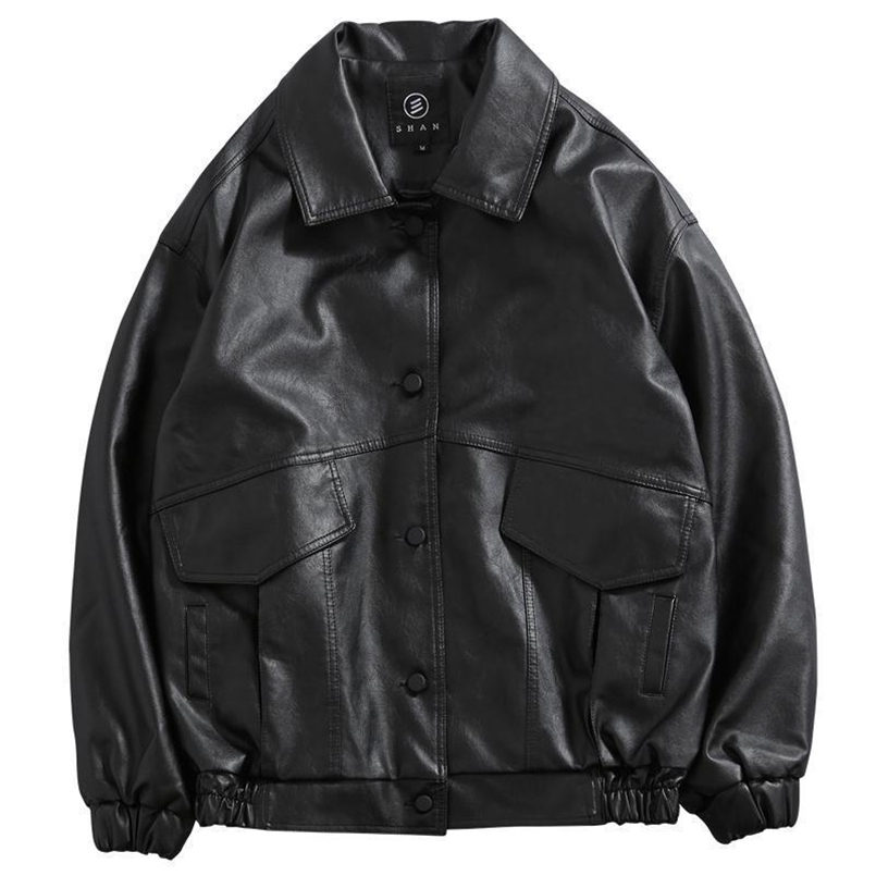 

PU Men Black Soft Faux Motorcycle Biker Fashion Leather Coats Male Bomber Jacket Pockets Clothes 220811, Thin