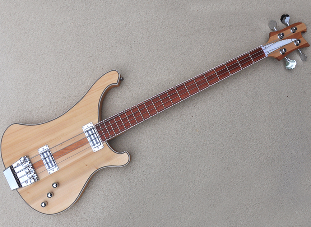 

Natural Wood Color 4 Strings Neck Through Body Electric Bass Guitar with Rosewood Fretboard