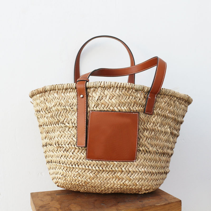 

Women's Straw Woven Designer Bags Handbags Beach Basket Bag European and American Style, Brown