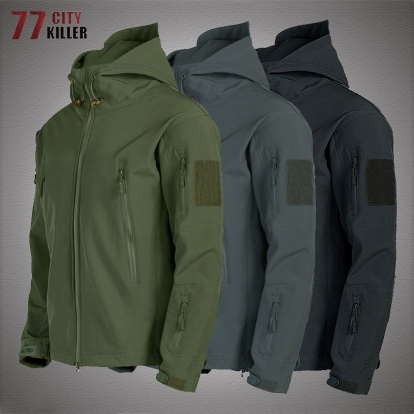 

Men's Jackets Military Shark Skin Soft Shell Men Tactical Windproof Waterproof jacket men Army Combat Mens Hooded Bomber Coats 220905, Khaki 2