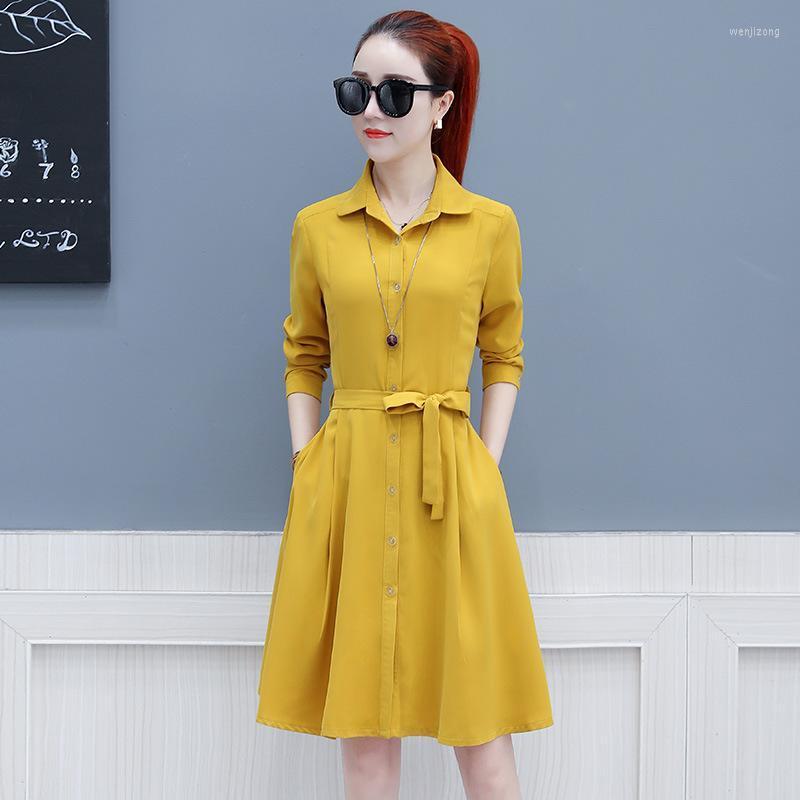 

Casual Dresses Mujer Intellectual Dress Women' 2022 Spring High Waist Was Thin A-Line Elegant British Temperament Shirt Women Z961, Pink