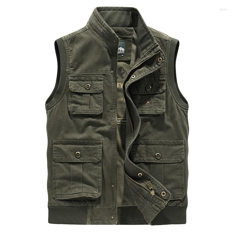 

Plus Size -8XL Military Cargo Vest Men Spring Autumn Cotton Sleeveless Jackets Multi Pockets Male Waistcoats Work Tactical Men's Vests, Black