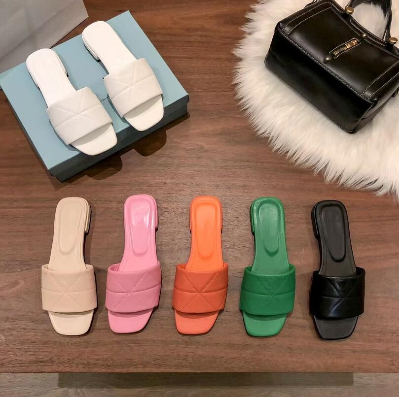 

Classic Candy Color Summer Slippers Designer Women Outdoor Flat Bottom Sandal Letters Luxury Ladies Flip Flops PU Leather Soft Women Beach Shoes Slipper, White