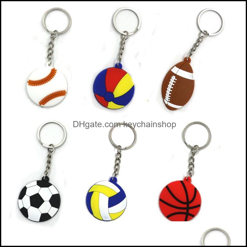 

Keychains Fashion Accessories Creative Mini Pvc Volleyball Baseball Boys Girls Football Basketball Rugby School Backpack Key Dhvju