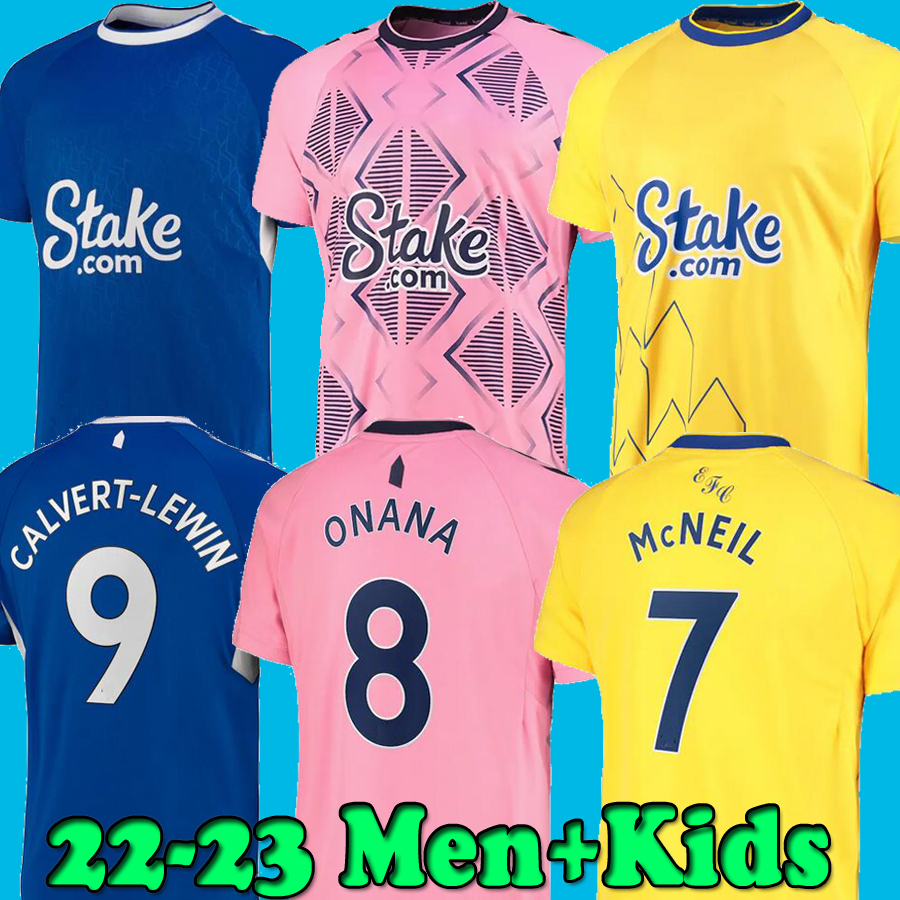 

22 23 GORDON DELE soccer Jersey Onana men kids McNeil CALVERT-LEWIN TARKOWSKI football shirt 2022 2023 ALLAN DOUCOURE DAVIES camiseta DELPH Andre Gomes RONDON third, 22 23 away pink no patch