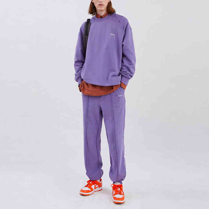 

Classic Crewneck Fashion Tracksuits Sweatshirt Pants Spring Autumn Casual Simple Sport Solid Sportswear Men Women Couples High Street T220809, Purple