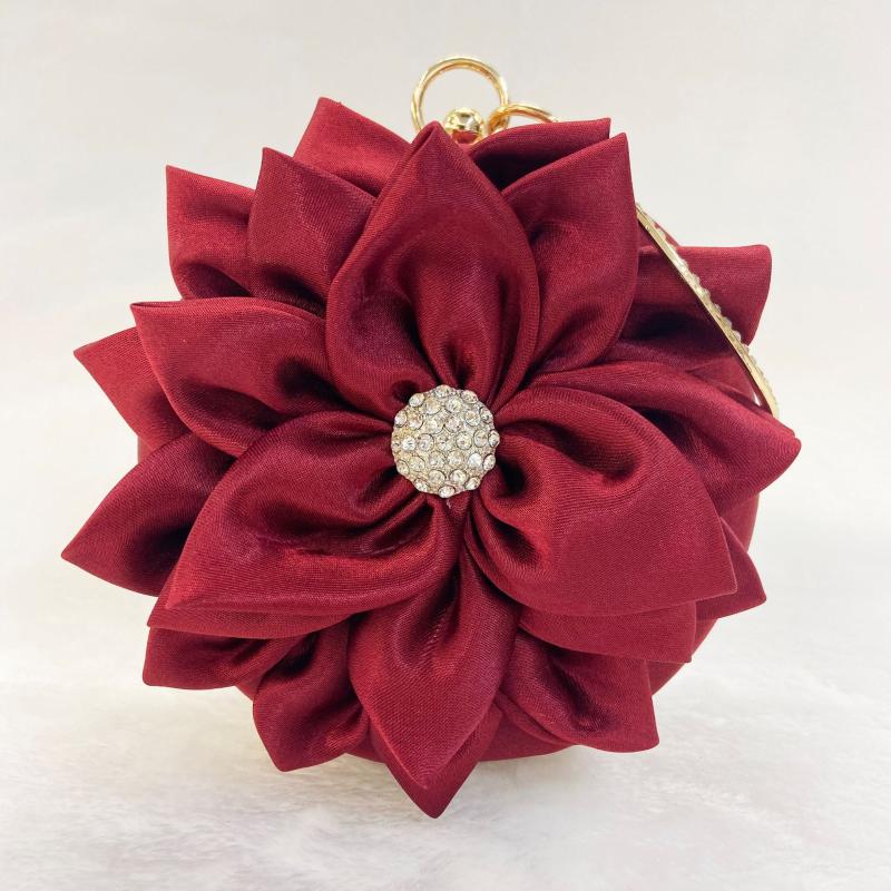 

Evening Bags Flower Clutch Round Bag Women Luxury Handbag Wedding Party Purse And Handbags Exquisite Chain Elegant Shoulder X6REvening, Black