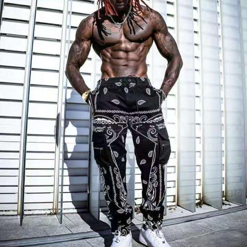 

Men' Pants Men Paisley Print Harem Mens Hip Streetwear Cargo Trousers Big Pocket Baggy Pantalones HombreMen' Men'sMen, Armygreen