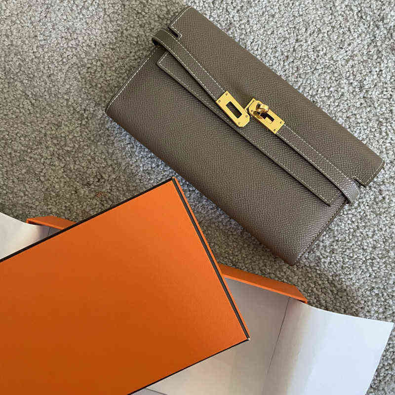 

Kellies Designer Bag Handbags Go Long Purse Mini Women's Real Leather Single Shoulder Messengerwm W54q, Golden brown gold button