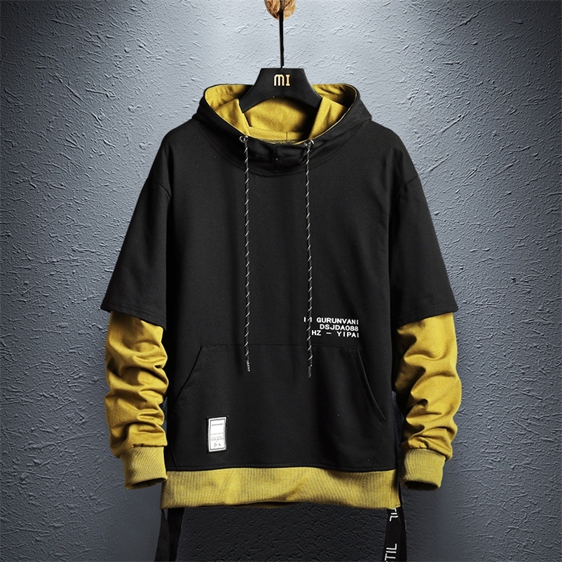 

Wetailor Hoodie Sweatshirt Mens Hip Hop Pullover Hoodies Streetwear Casual Fashion Clothes Colorblock Hoodie Cotton 220811, 19011102ssolivegreen