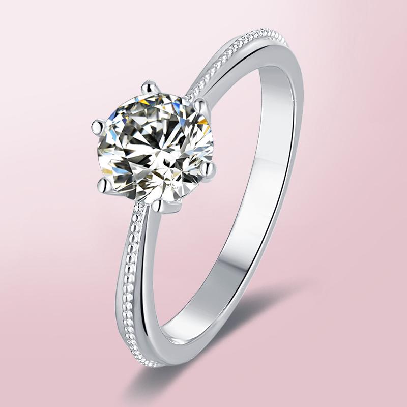 

Cluster Rings Silver Moissanite Ring Romantic 6 Round Excellent Cut Jewellery Engagement Anniversary GiftCluster ClusterCluster