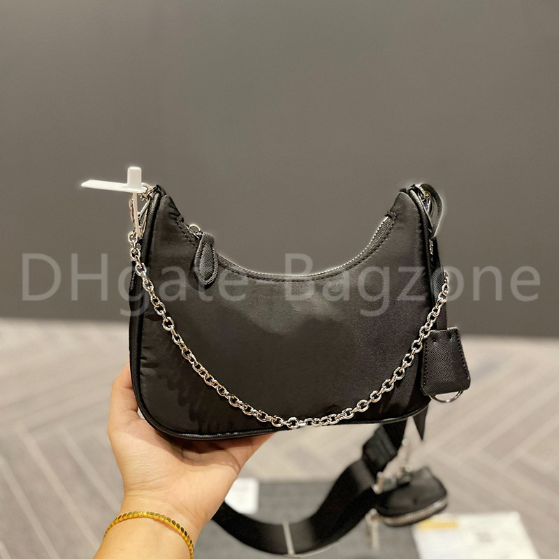 

New Messenger Bag Light Luxury Fashion Shoulder Bag Designer Lady Chain Handbag Three-in-One Large Capacity, Black