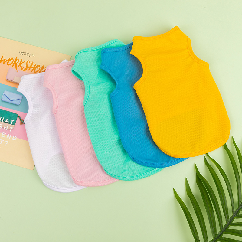 

Dog Apparel Spring and summer new dogs clothes thin section breathable small dog Teddy French fighting clothing general pet solid color vest, Mix colors