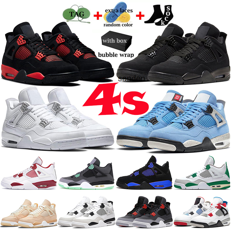 

With Jordens 4 4s Men Basketball Shoes Jumpman s Womens Sneakers Military Black Cat University Blue White Oreo Bred Thunder, Sku_34