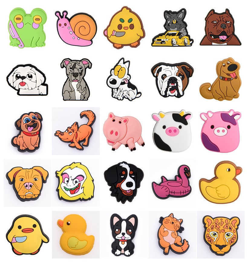 

Single 1PCS Animals Style PVC Croc Charms Dog Cow Duck Shoe Decorations Clogs Accessories for Kids Party Gifts