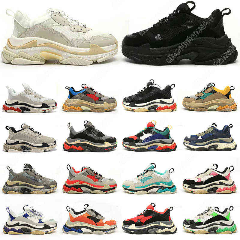 

36-45 triple s casual shoes designer men women platform sneakers Black White Beige Dark Grey Orange Green Khaki Rust Pink Bred Teal mens tra, Color#13