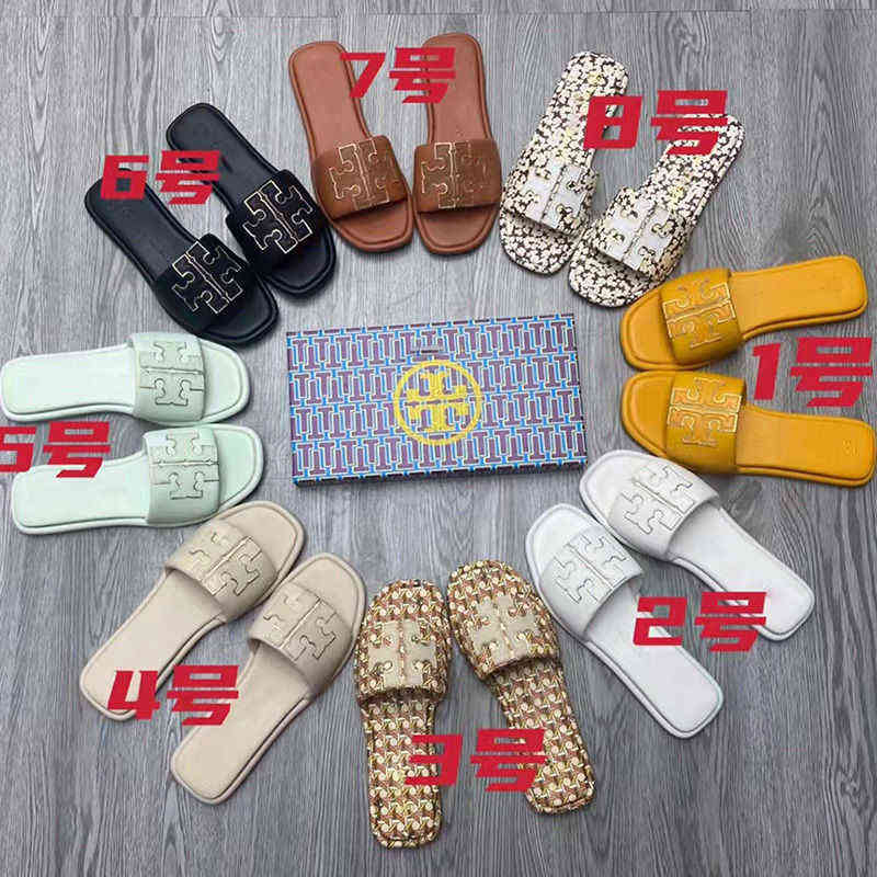 

Sandals Designer Slippers T0rys Womens Slipper Shoes Sandals Foreign Trade Summer Women's Leather Flip Flop Fashion Wear Sheepskin Flat Bottom Leisure OAPL, Color 7;fat feet;one size larger