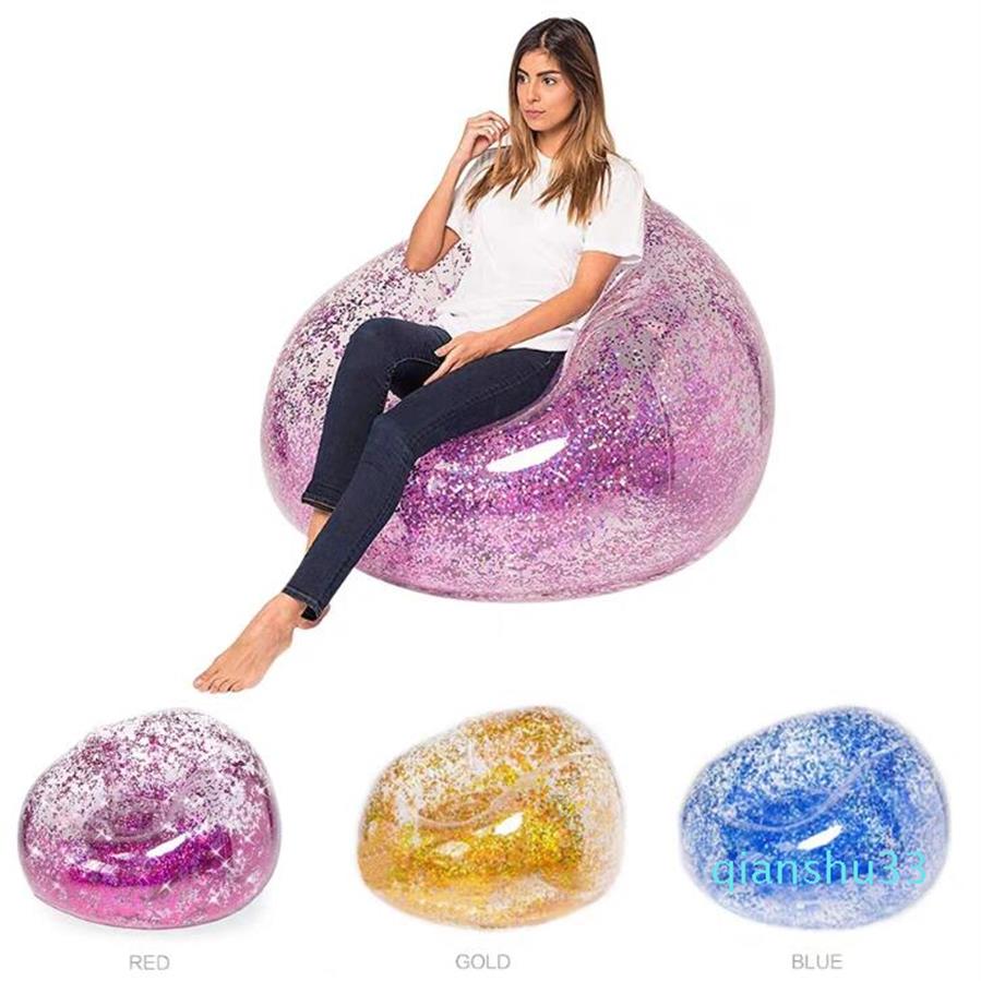

Fashion-new inflatable sequins sofa chair pvc air paillette mattress inflatable water pool floats beach chair lounge adult kids to2496