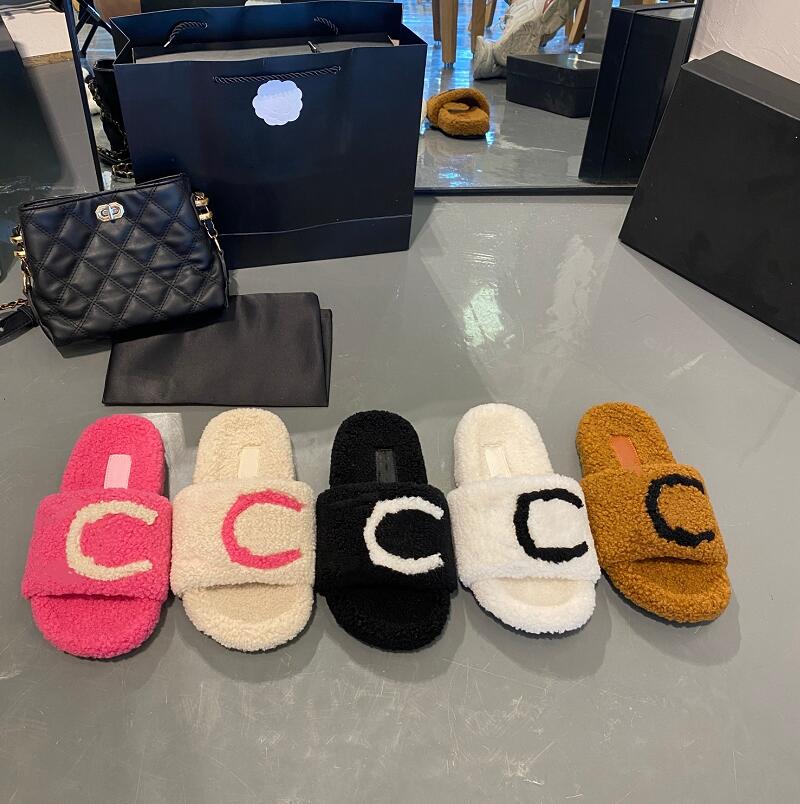 

Classic Designer Ladies Flat Slippers Premium Wool Women Sandals Plush Black White Casual Handmade Sandal Autumn Winter Fashion Shoes Sizes 35-42, Fuchsia