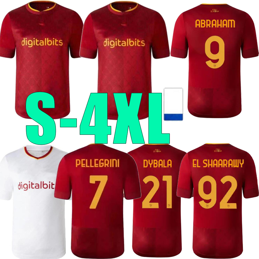 

S-4XL 22 23 DYBALA SOCCER JERSEYS ROMA home final Pastore Abraham rome WIJNALDUM totti Zaniolo MANCINI KUMBULLA men player kids football shirts EL SHAARAWY Uniform, White