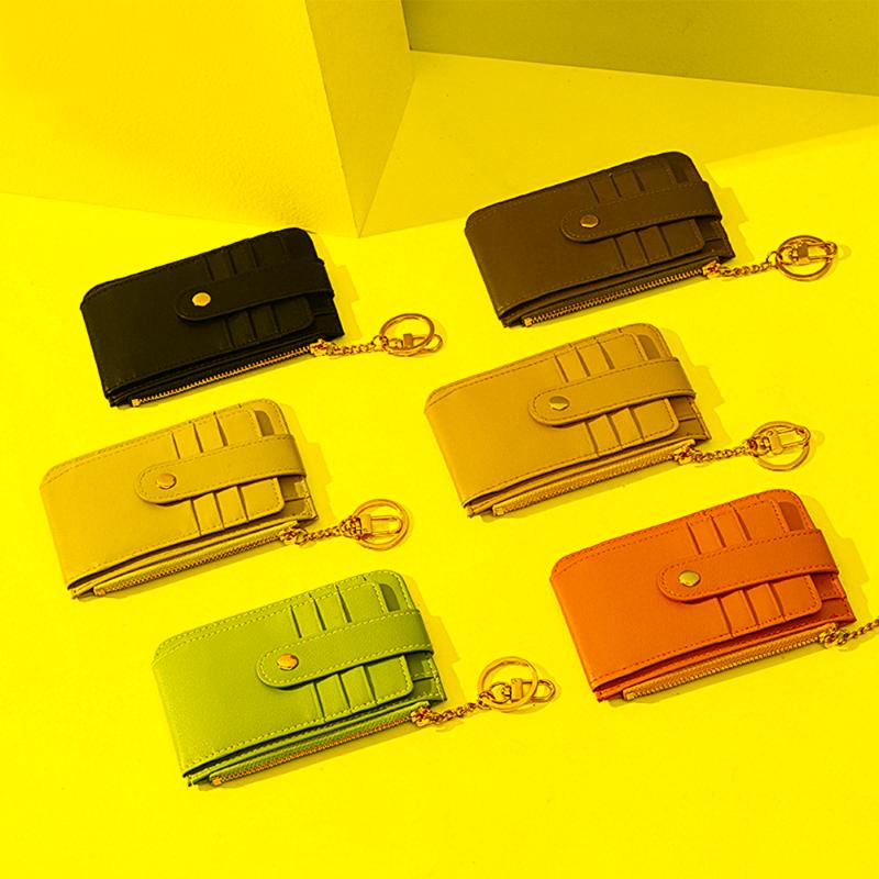 

Card Holders Fashion Women's Zipper Holder Cover Pu Leather Short And Small Wallet Coin Purses With Keychain Money Bag Clip 2022Card, Black