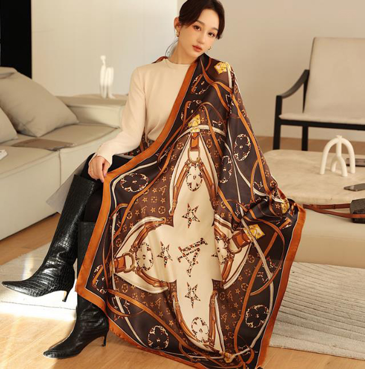 

8style 180-90cm Brand Designer Silk Female Foulard Bandana Luxury Big Size Long Shawls Wrap Summer Neck Scarves Pashmina Lady Hijab