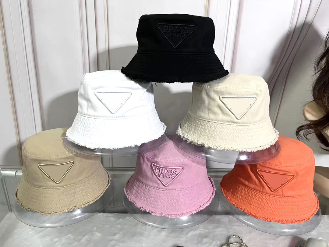 

Stingy Brim Hats Bucket Hat For Women Frayed Novelty Straight Raw Cotton Geometry Triangle Cap Three-dimensional Letter Embroidery, Black
