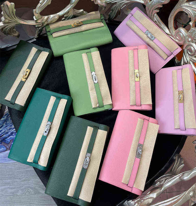 

Kelys Designer Herme Handbags H home WOC Kellies go messenger wallet Epsom leather manual wax Mini Leather Women's palm print, Black