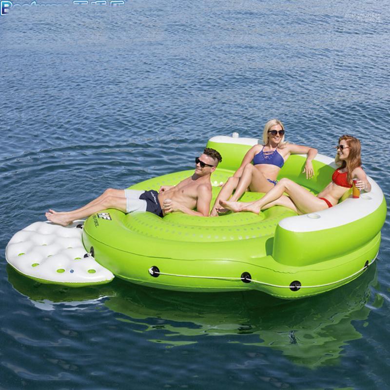 

Inflatable Floats & Tubes Floating Island Row Bed Rest Water Swimming Leisure