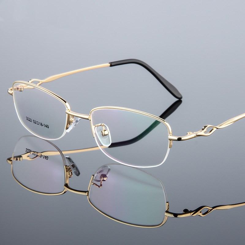 

Fashion Sunglasses Frames Titanium Alloy Half Frame Eyeglasses Woman Ultra Light Weight Optical Myopia Glasses Female Eyewear SpectaclesFash