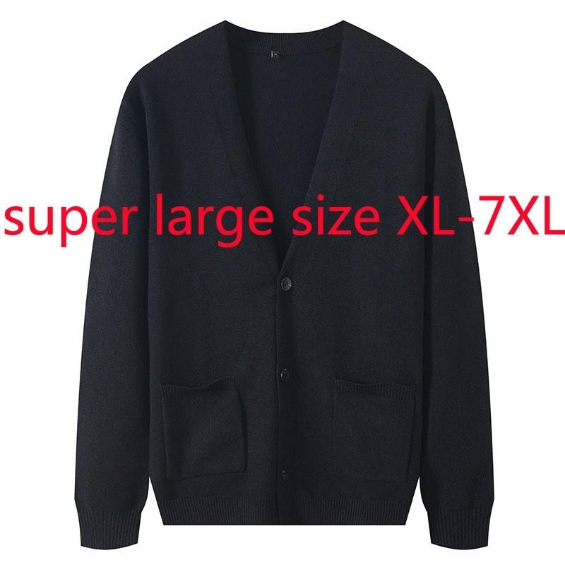 

Men's Sweaters Fashion Spring Autumn Men Extra Large Cardigan Coat Single Breasted V-neck Computer Knitted Casual Sweater Plus Size -7XLMe, Black