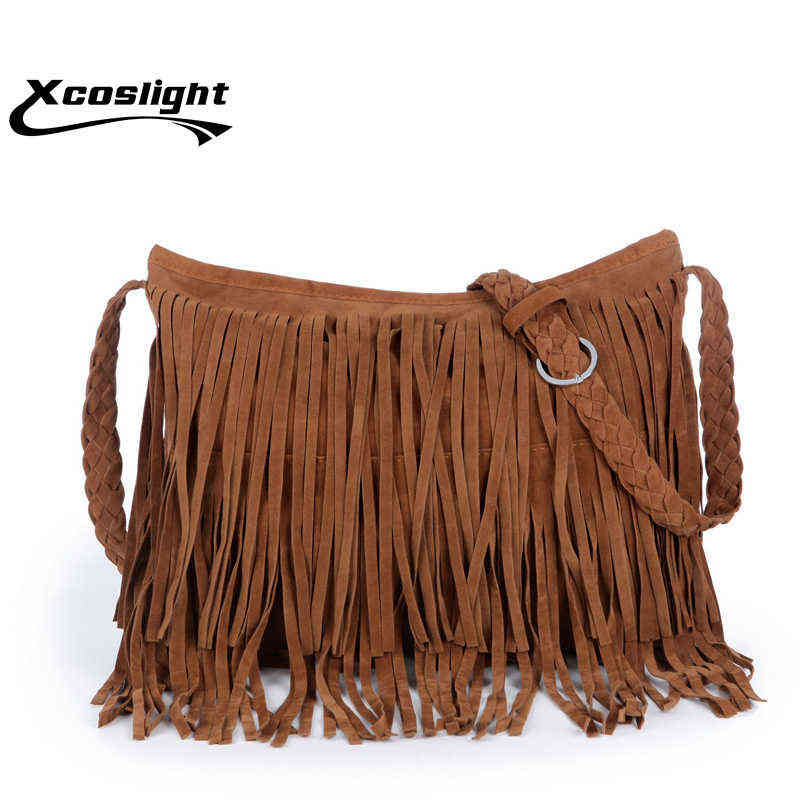 

HBP Shoulder Bags Women's Tassle Fringed Faux Suede Messenger Crossbody Women Handbag Large Capacity Lady Tassel Travel Tote 220811, Brown
