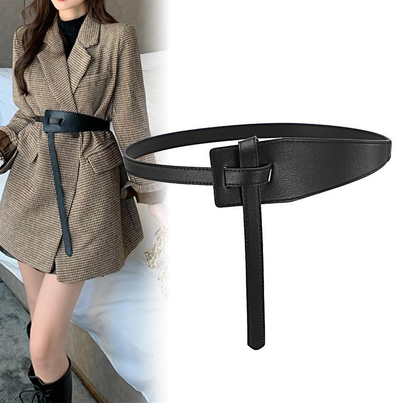 

Belts Knotted Wide Girdle Women Dress Decoration Belt Sweater Elegant Luxury Designer Brand CorreasBelts, White