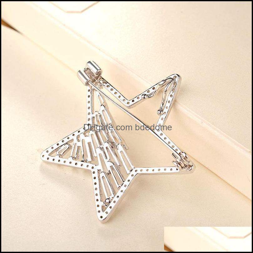 

Pins Brooches Jewelry Korean Version Of The 2021 Womens Five-Pointed Crystal Zircon Needle Brooch Fashion Bride Luxur Dhngm