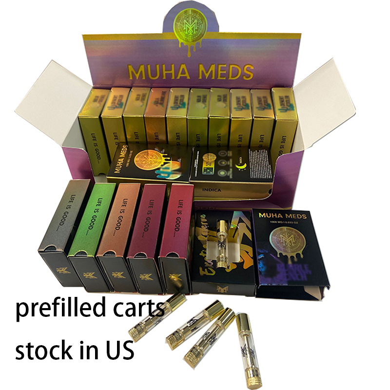 

30x E-Cigarettes Refilled Muha meds Atomizers with Packaging 1.0ml Full Vape Cartridge Ceramic Coil Carts Thick Oil Vaporizer Starter Kits Ship from US