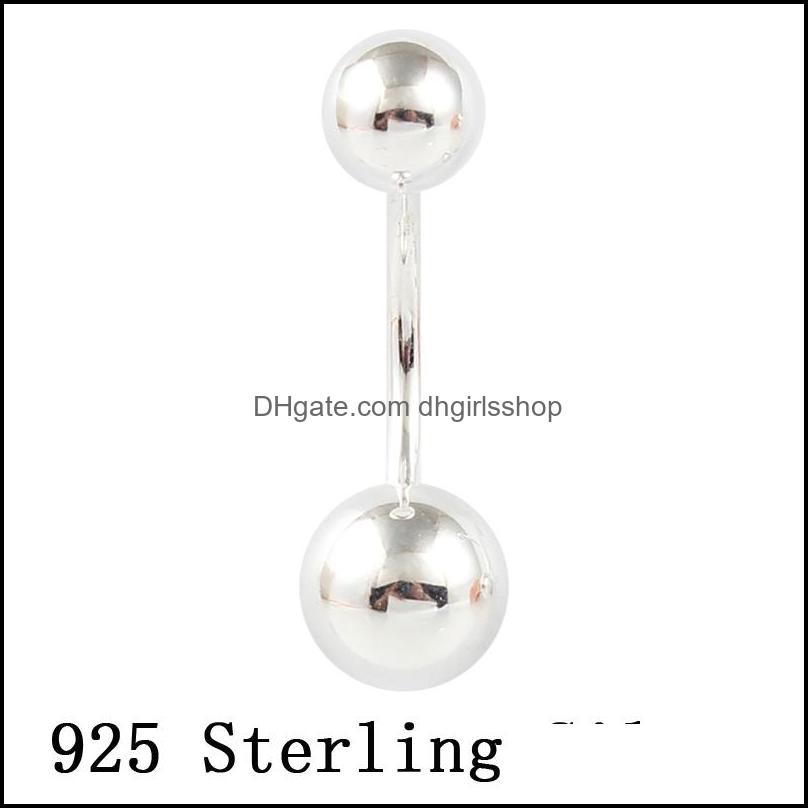 

Grillz Dental Grills Body Jewelry Belly Button 925 Sterling Sier Double Balls Navel Ring Not Allergic S925 Pie Dhshq