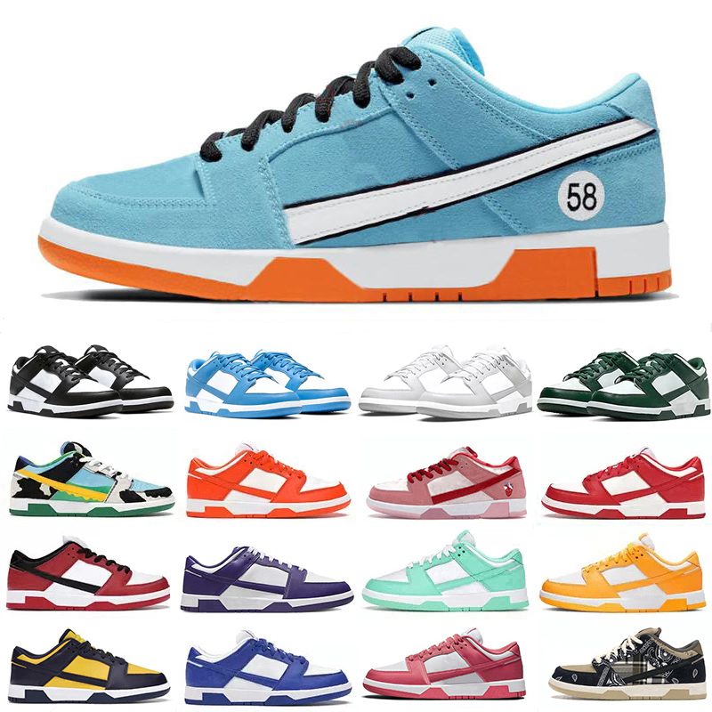 

Gulf Blue Clill Running Shoes Panda Low Grey Fog UNC Chunky Dunky University Red Varsity Green Valentines Day Michigan Shadow Trainer, Item#6