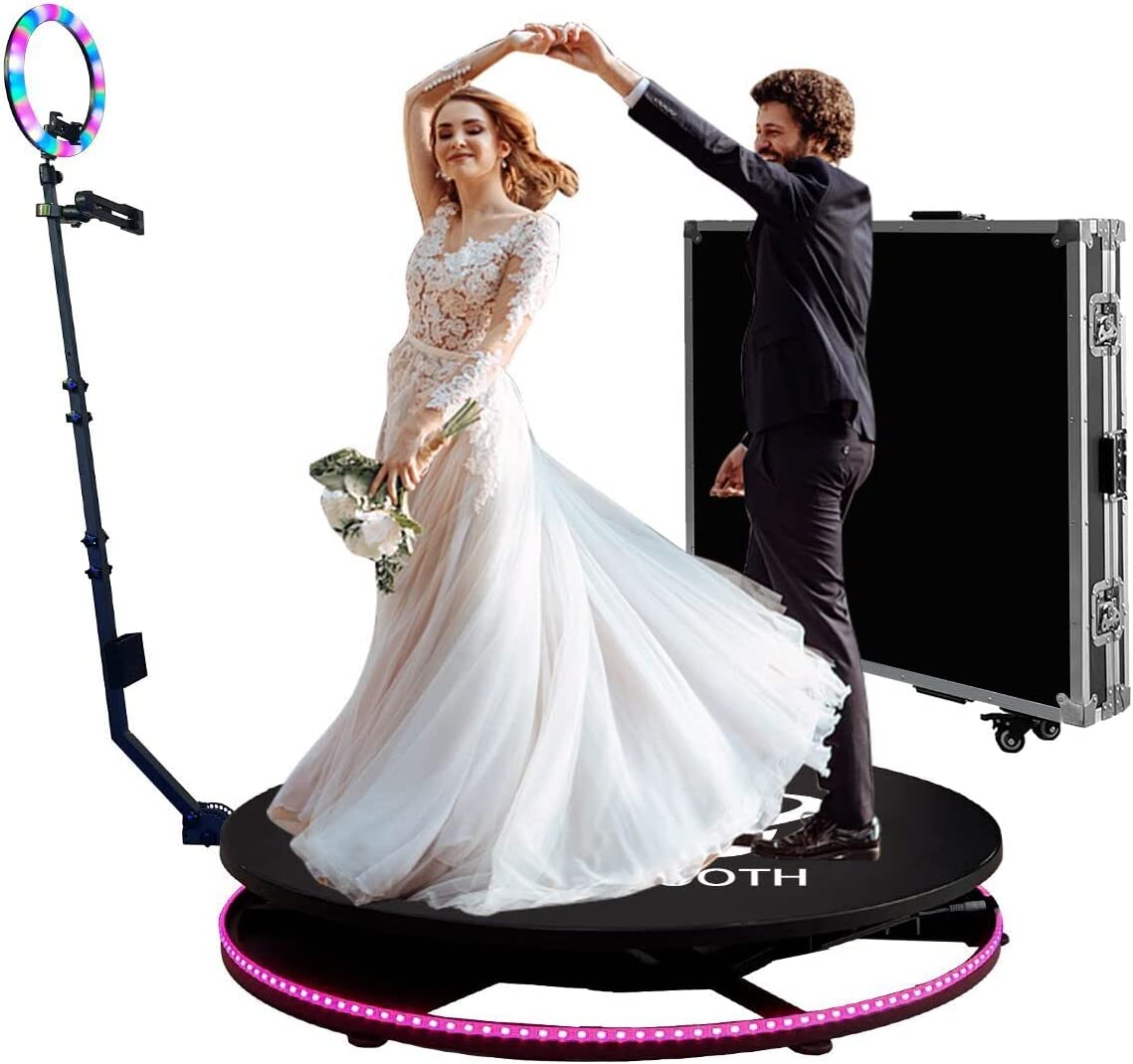 

360 Photo Booth Camera Wedding Event Laptop with Flight Case 68CM 80CM 100CM 115CM Spin Photobooth Machine